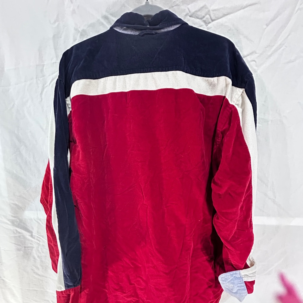 Vintage Tommy Hilfiger Corduroy Shirt Men’s Long Sleeve Y2K Red White Blue XL - Picture 5 of 13